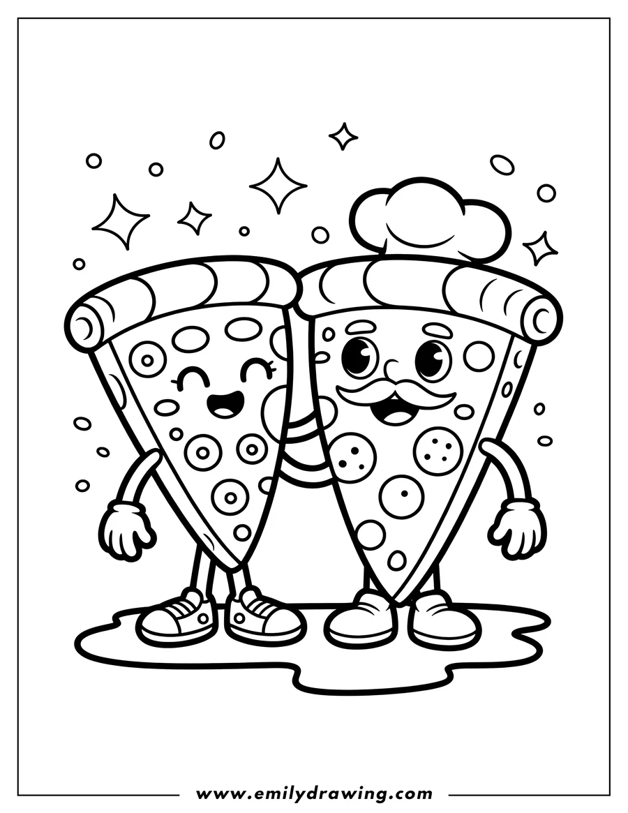 Free printable coloring sheet of pizza Slice