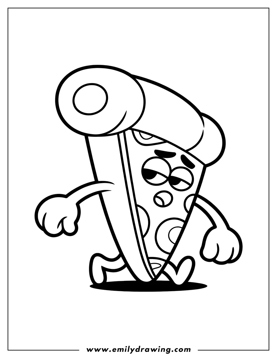 Simple sketch of pizza Slice to color