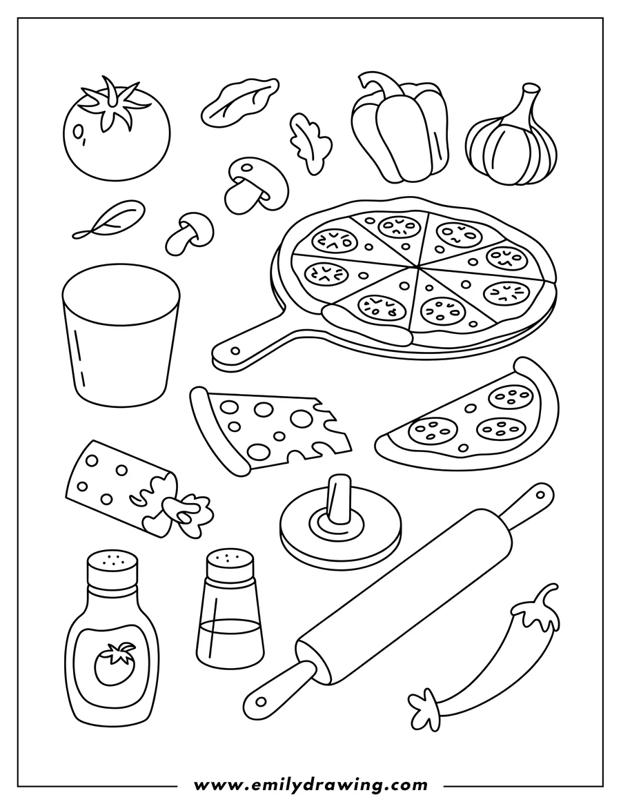 Free to print drawing of pizza