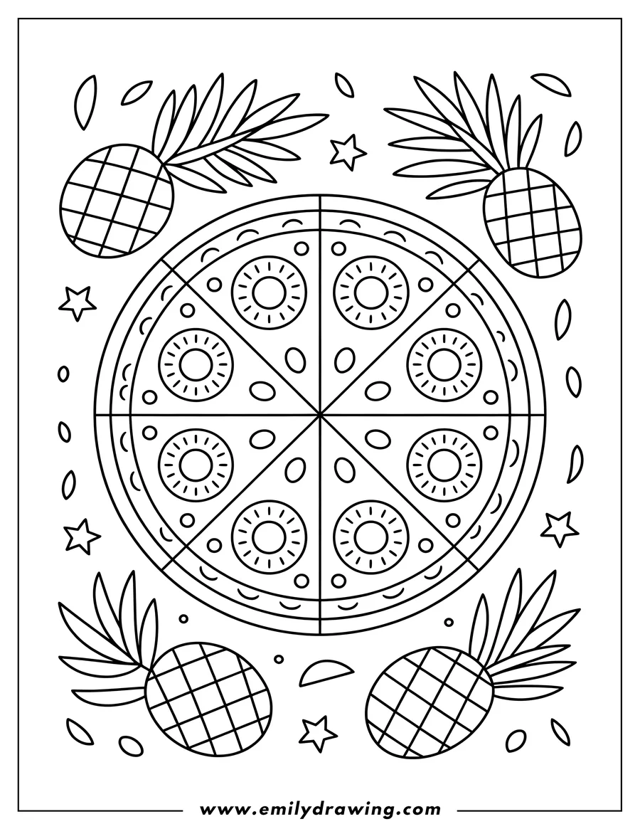 Coloring page for kids: pizza