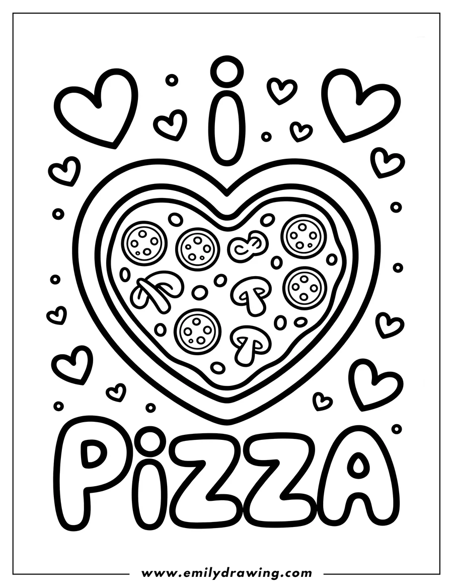 High quality printable pizza for coloring