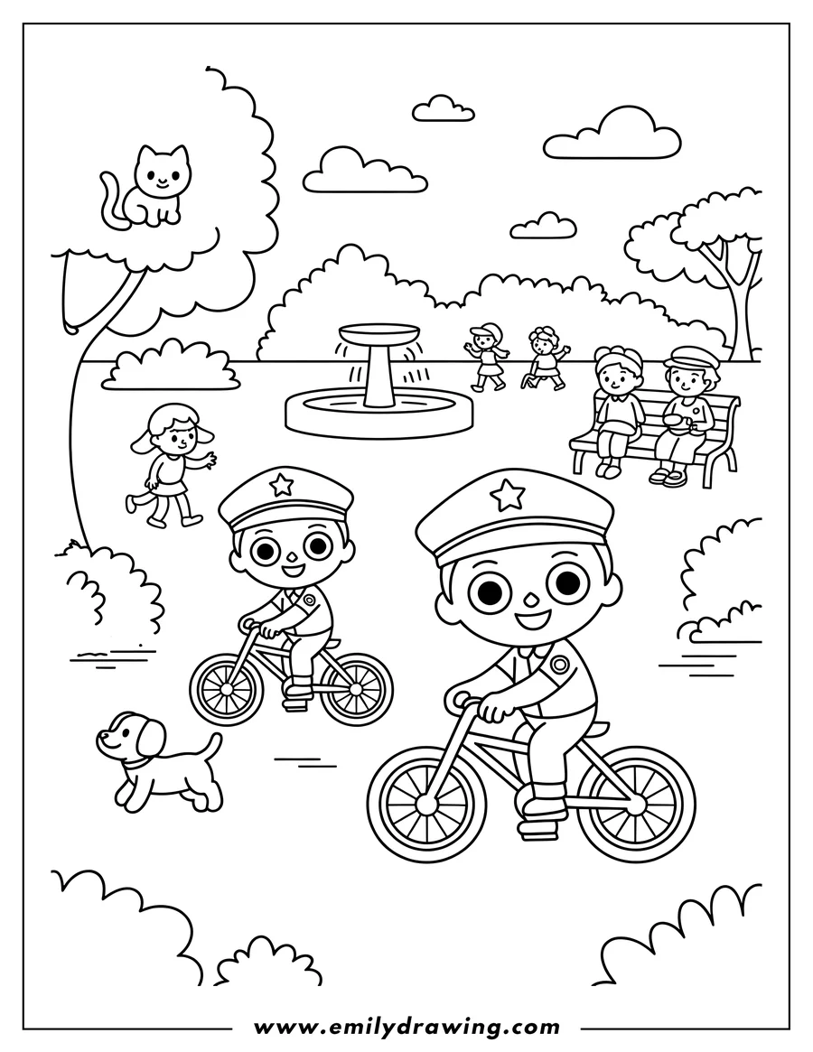 Free printable coloring sheet of police Officer