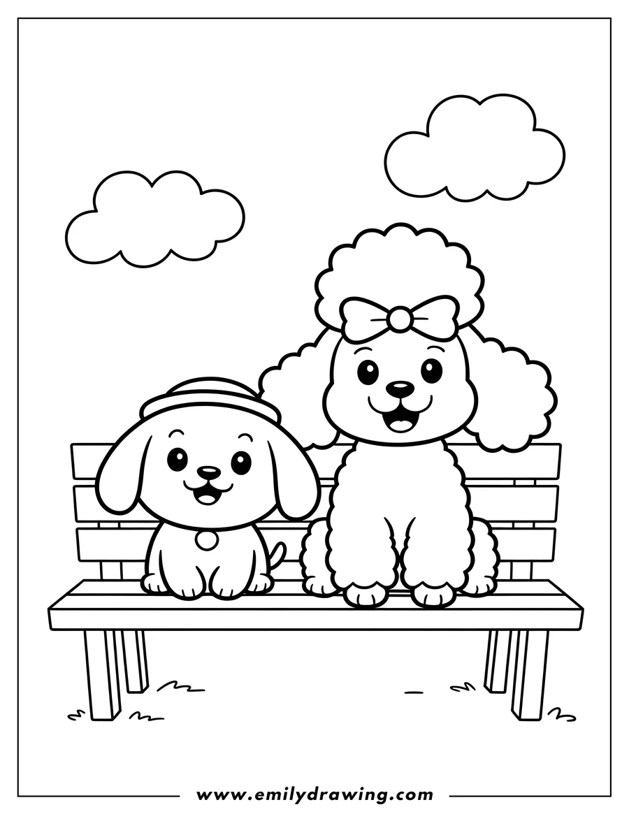 Outline drawing of poodle