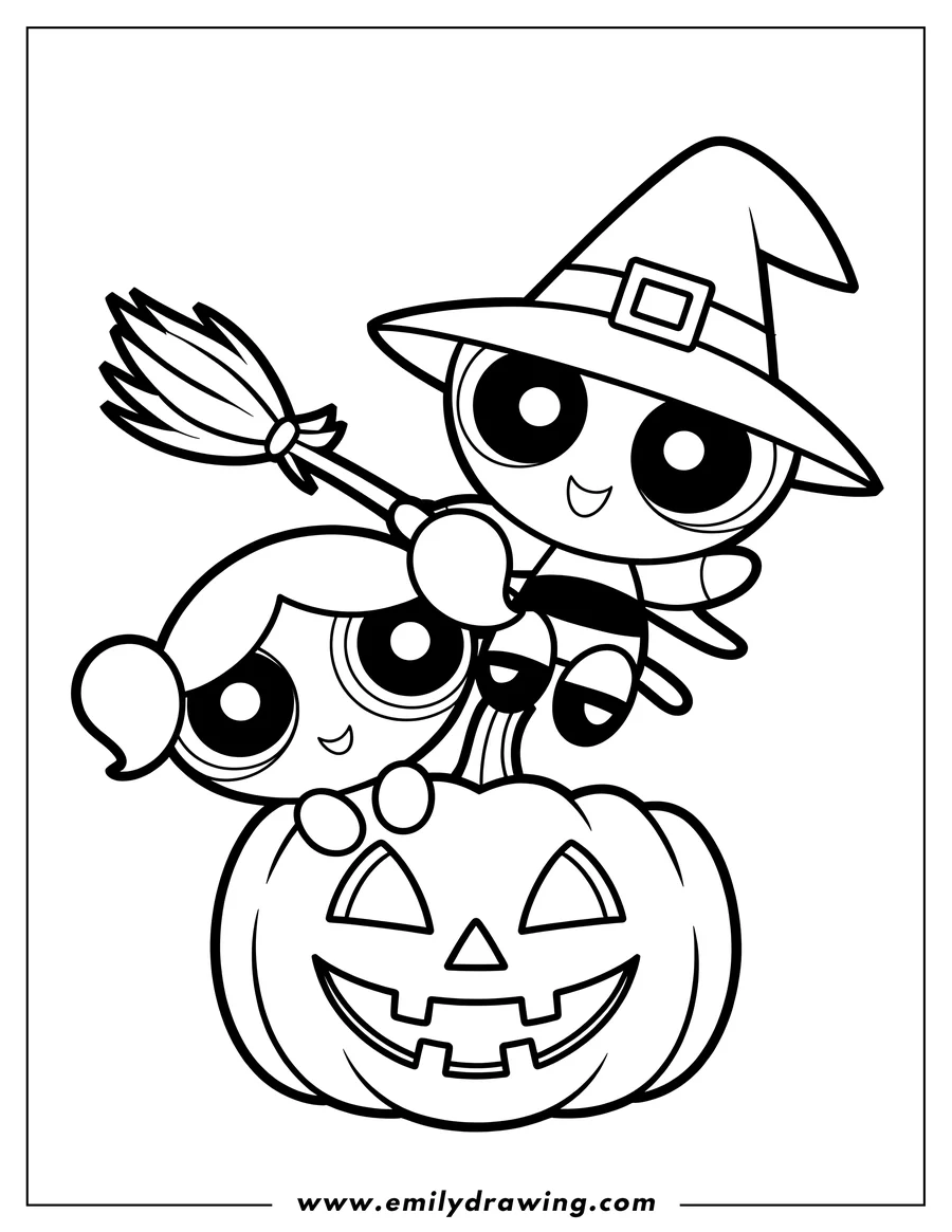 Outline drawing of powerpuff Girl (Witch)