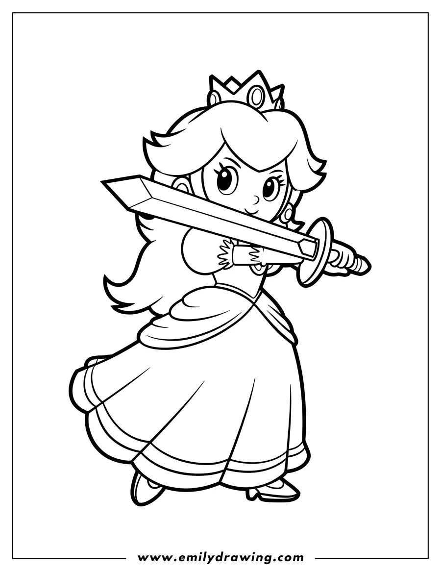 Doodle style coloring picture of princess