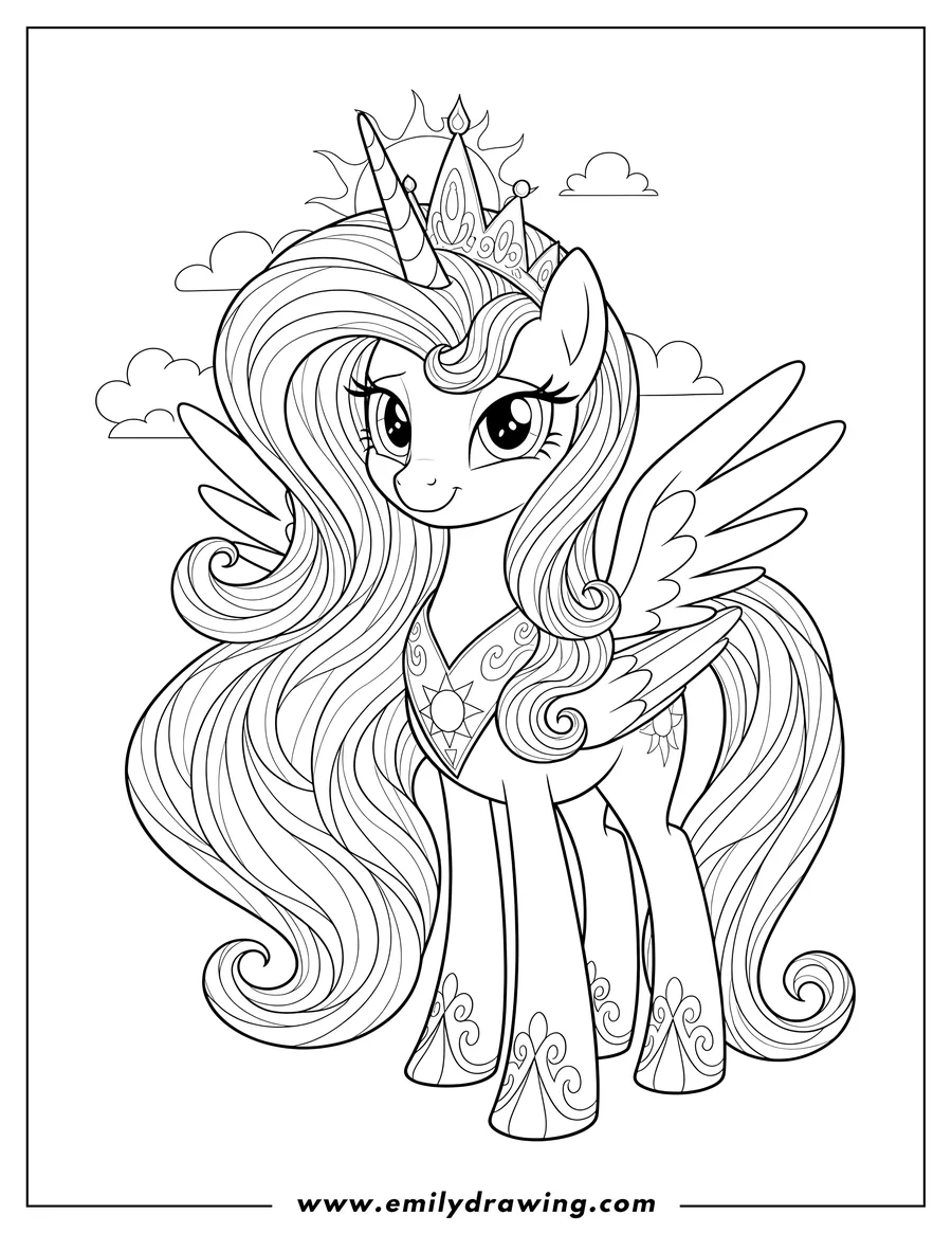 Free to print drawing of princess Celestia Close Up With detailed, flowing mane and royal regalia