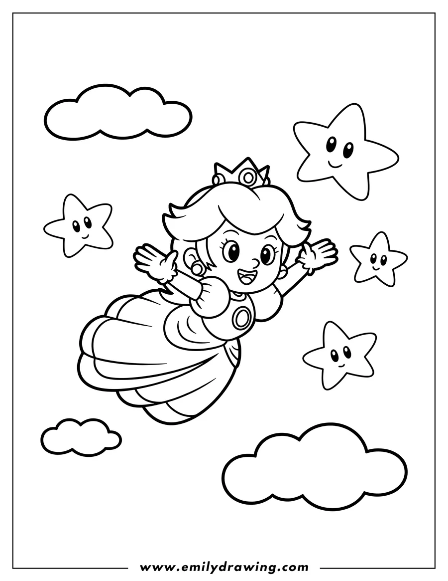 Coloring sheet featuring princess