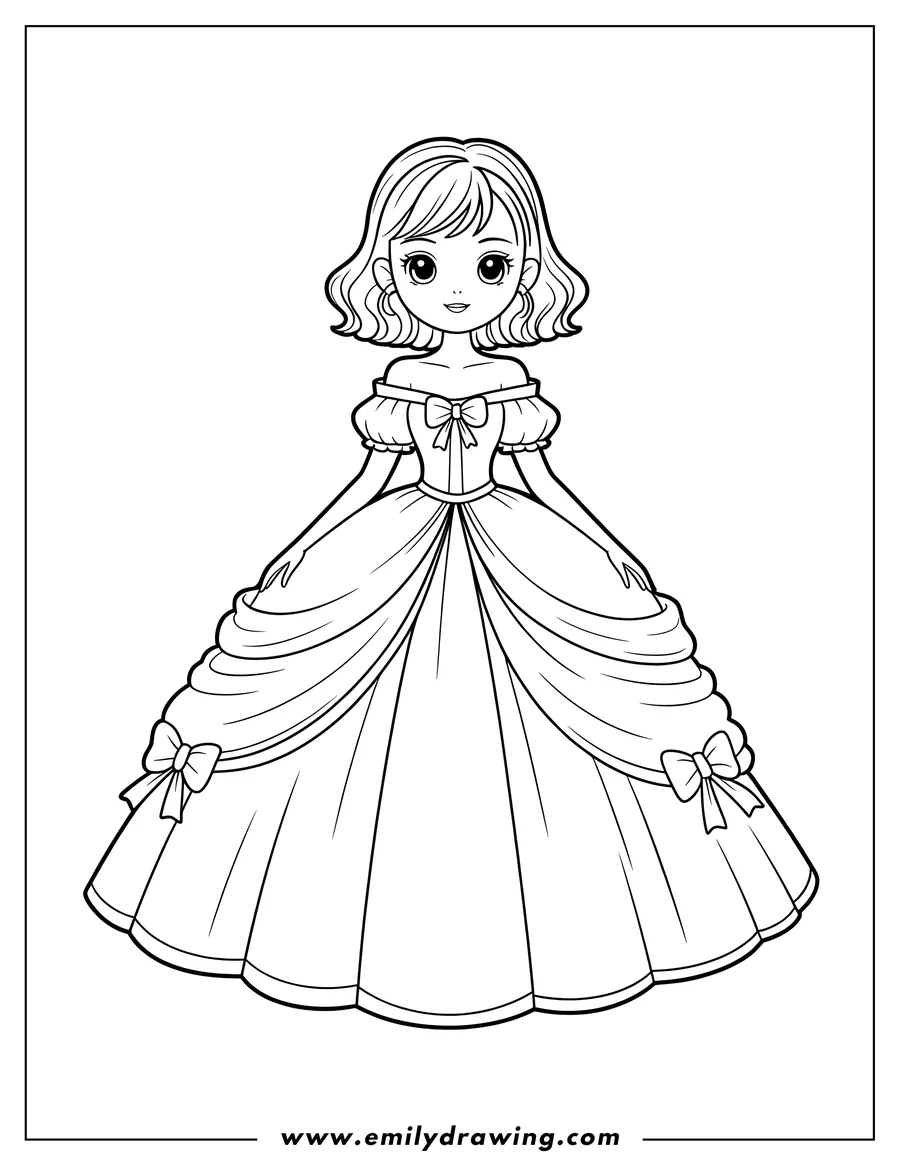 Doodle style coloring picture of princess
