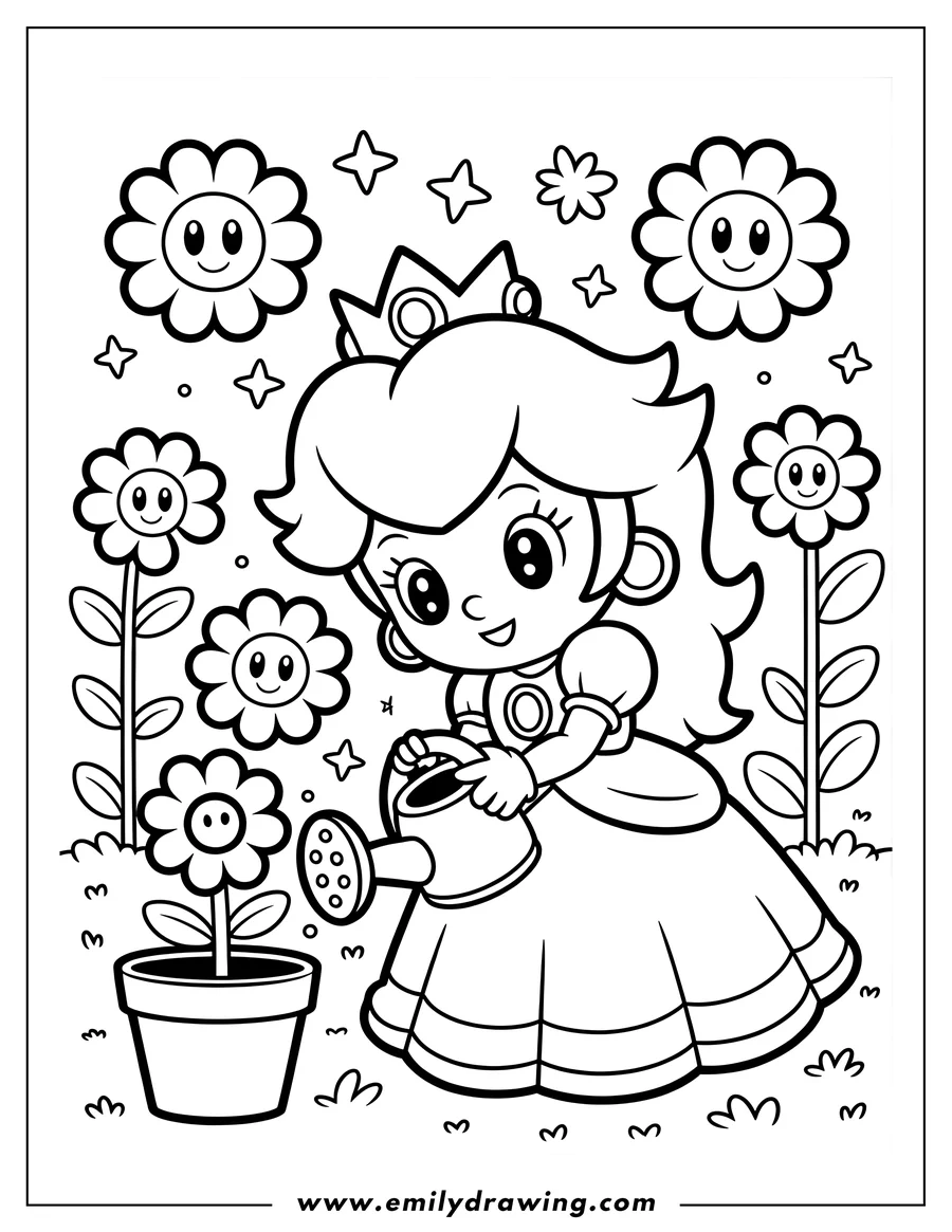 Downloadable coloring page of princess