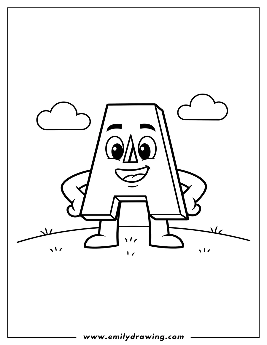 Free to print drawing of alphablocks Tv Shows, Alphablock 'a' standing cheerfully