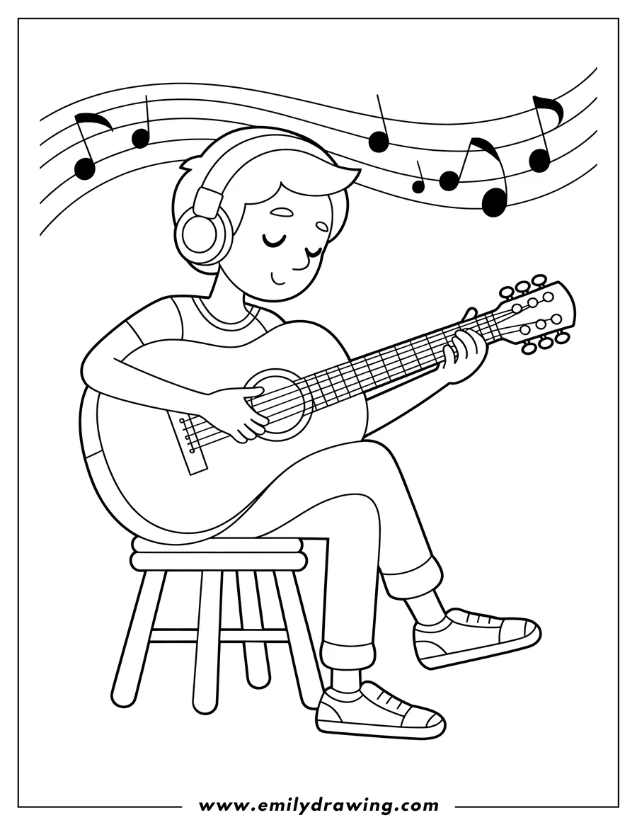 Vector style outline of boy