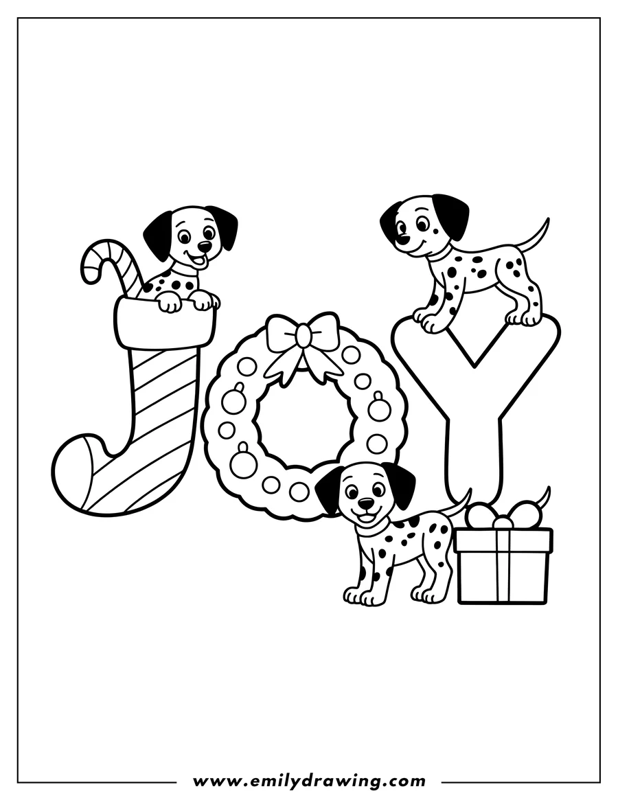 Doodle style coloring picture of dalmatian Puppy