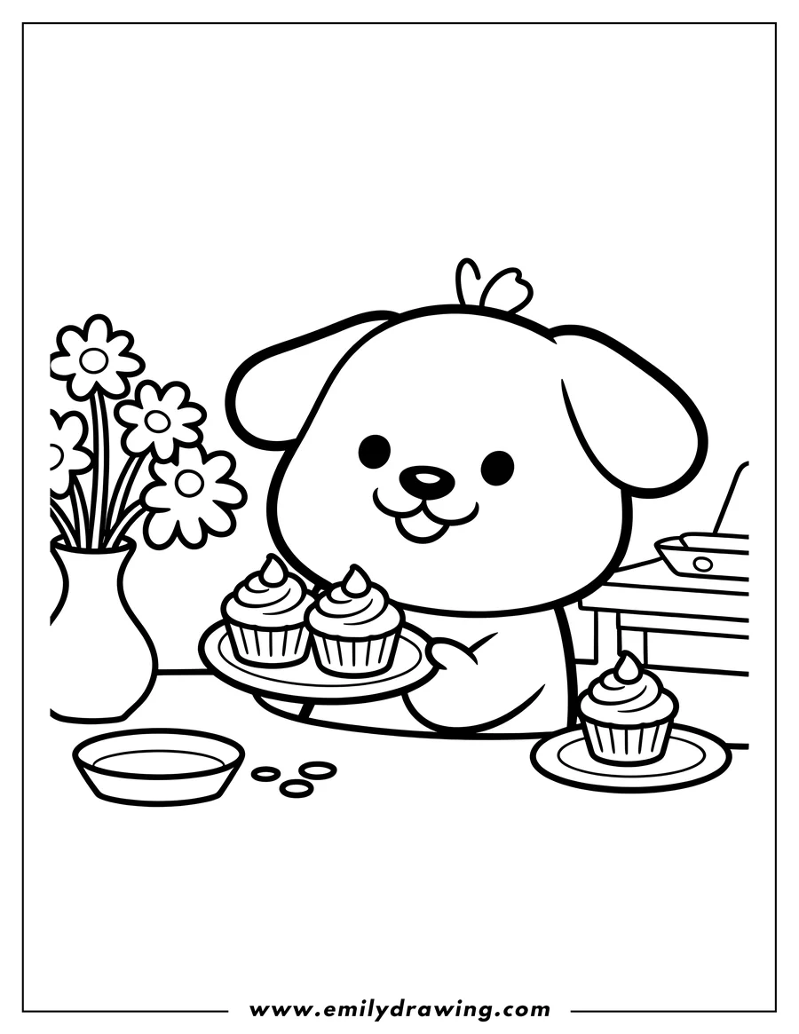 Printable line art of dog