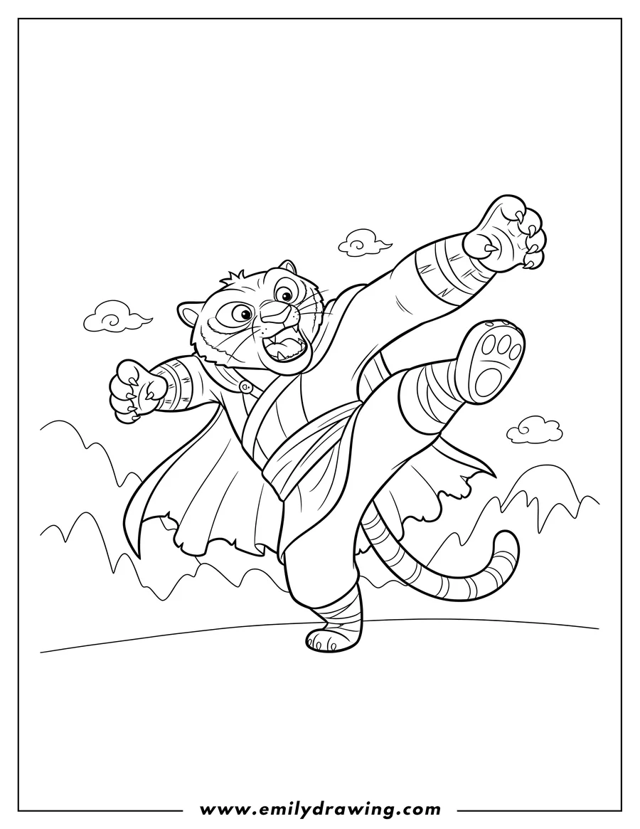 Free to print drawing of easy Tai Lung roaring in an action pose