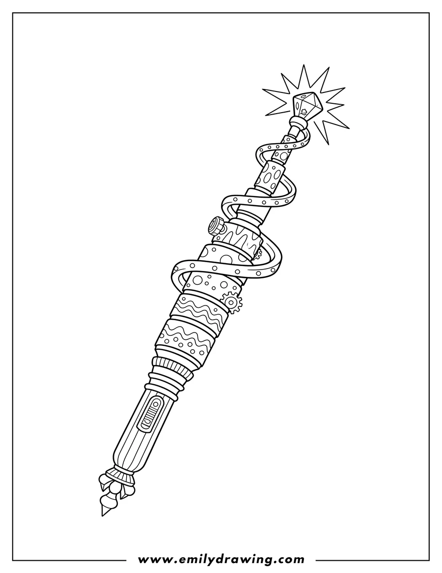 Free to print drawing of extended Sonic Screwdriver