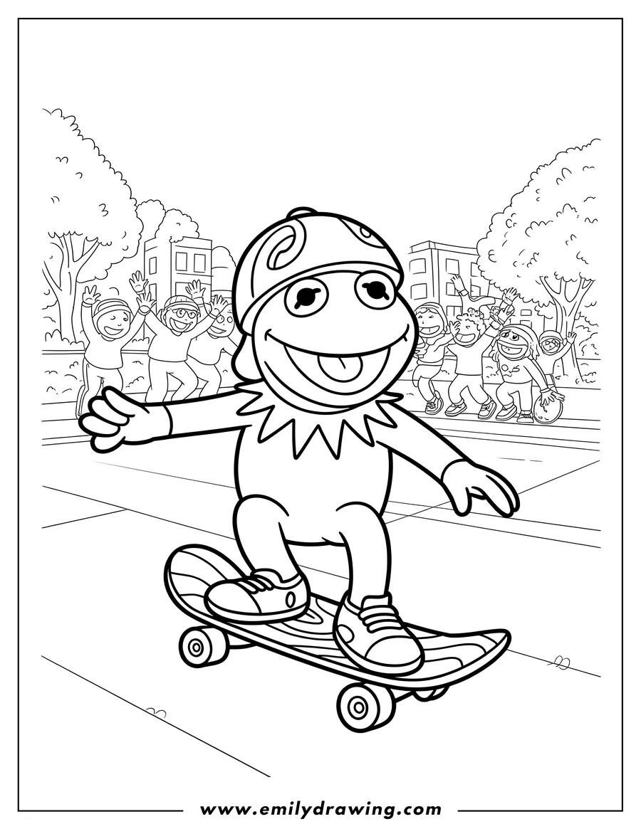 Doodle style coloring picture of frog Character