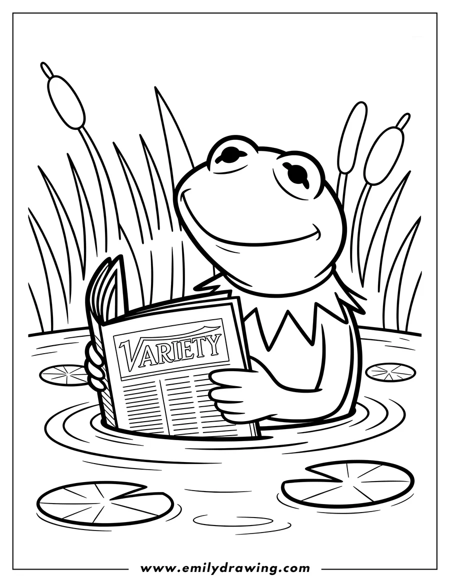 PDF style coloring page: frog