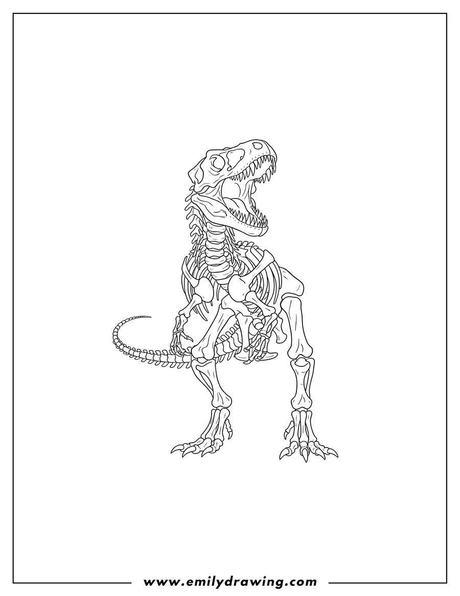 Coloring page for kids: indominus Rex Skeleton roaring