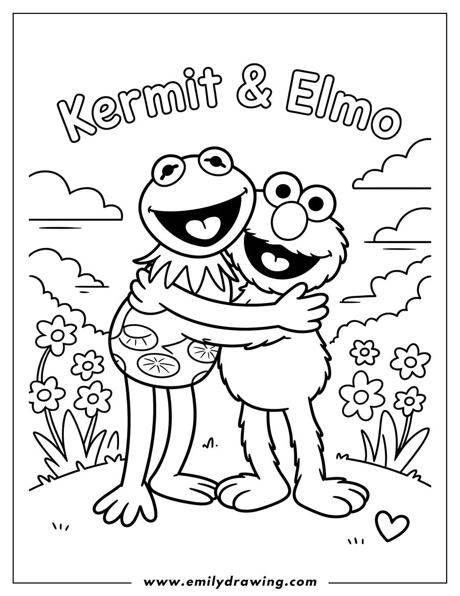 Printable coloring page of kermit the Frog