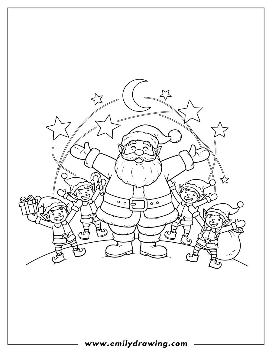Free printable coloring sheet of santa Claus