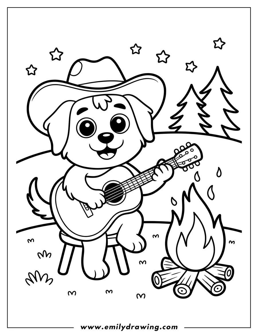Printable coloring page of puppy