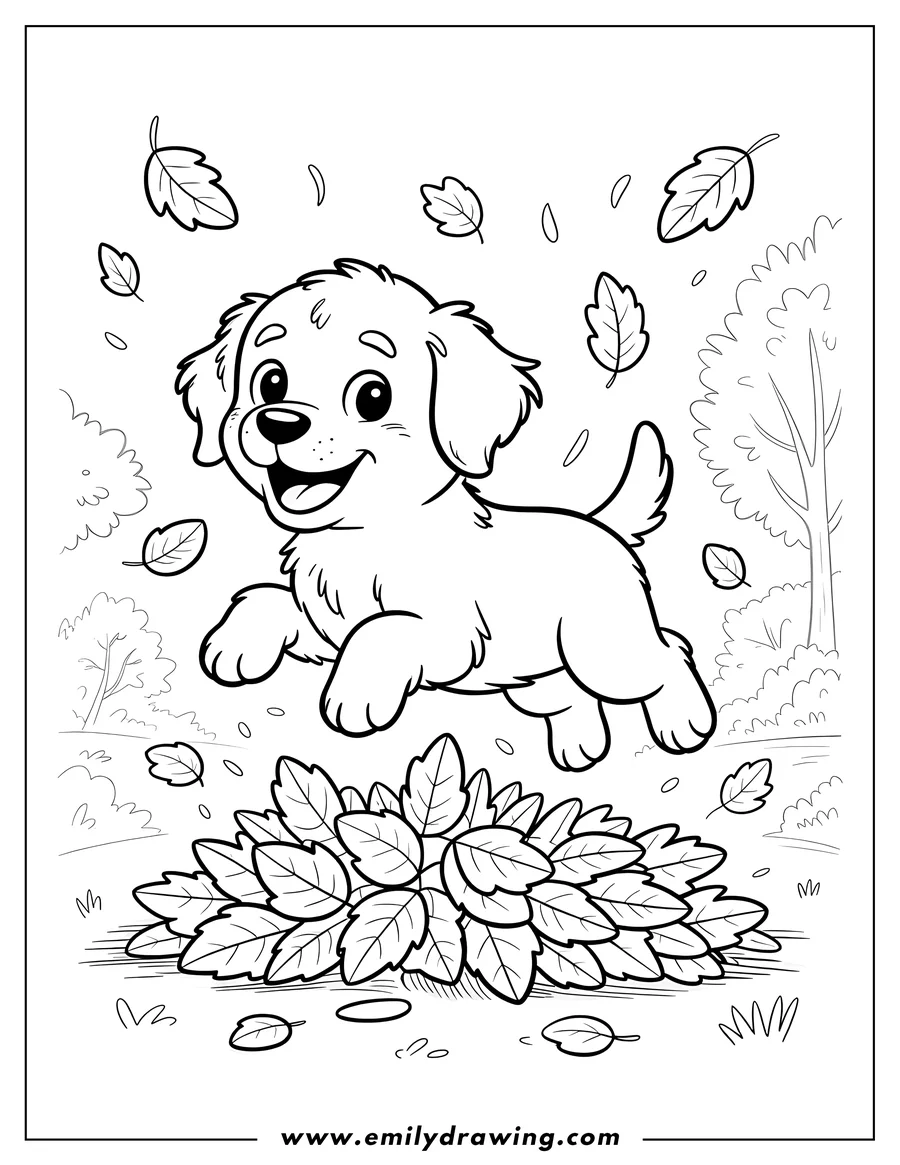 Doodle style coloring picture of puppy