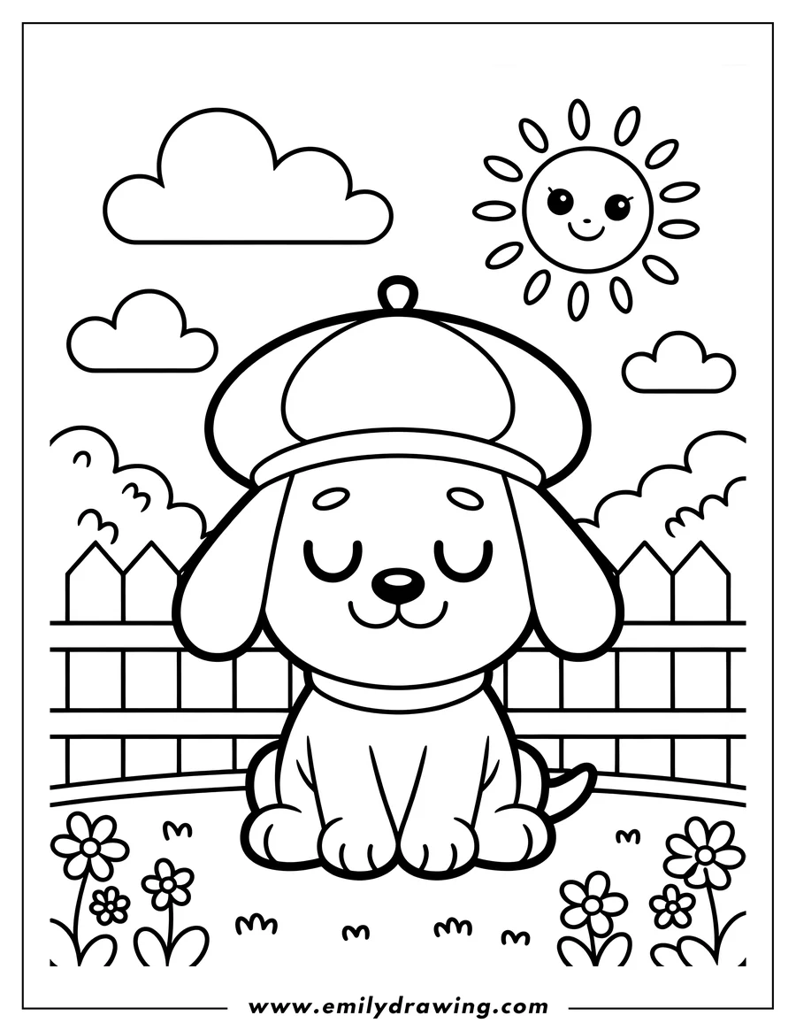 Printable line art of puppy