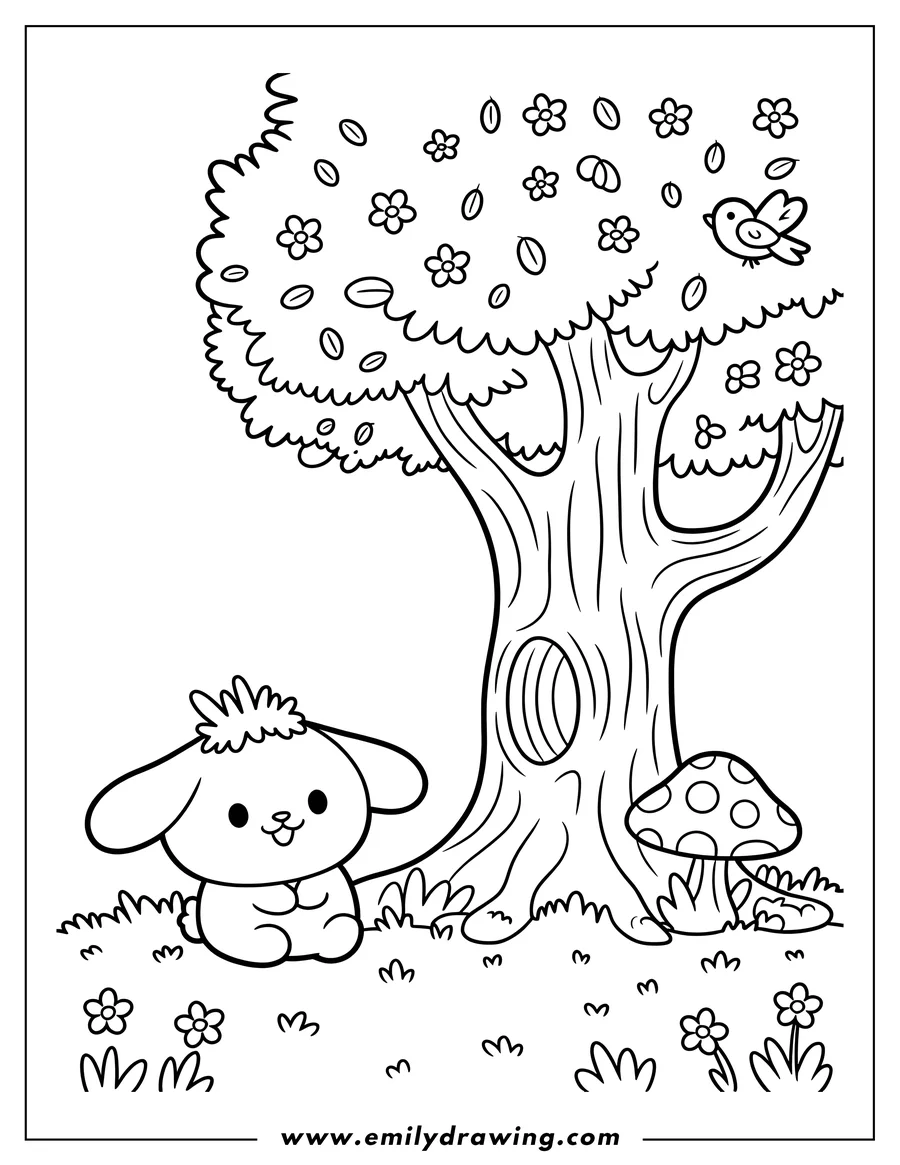 Outline drawing of puppy