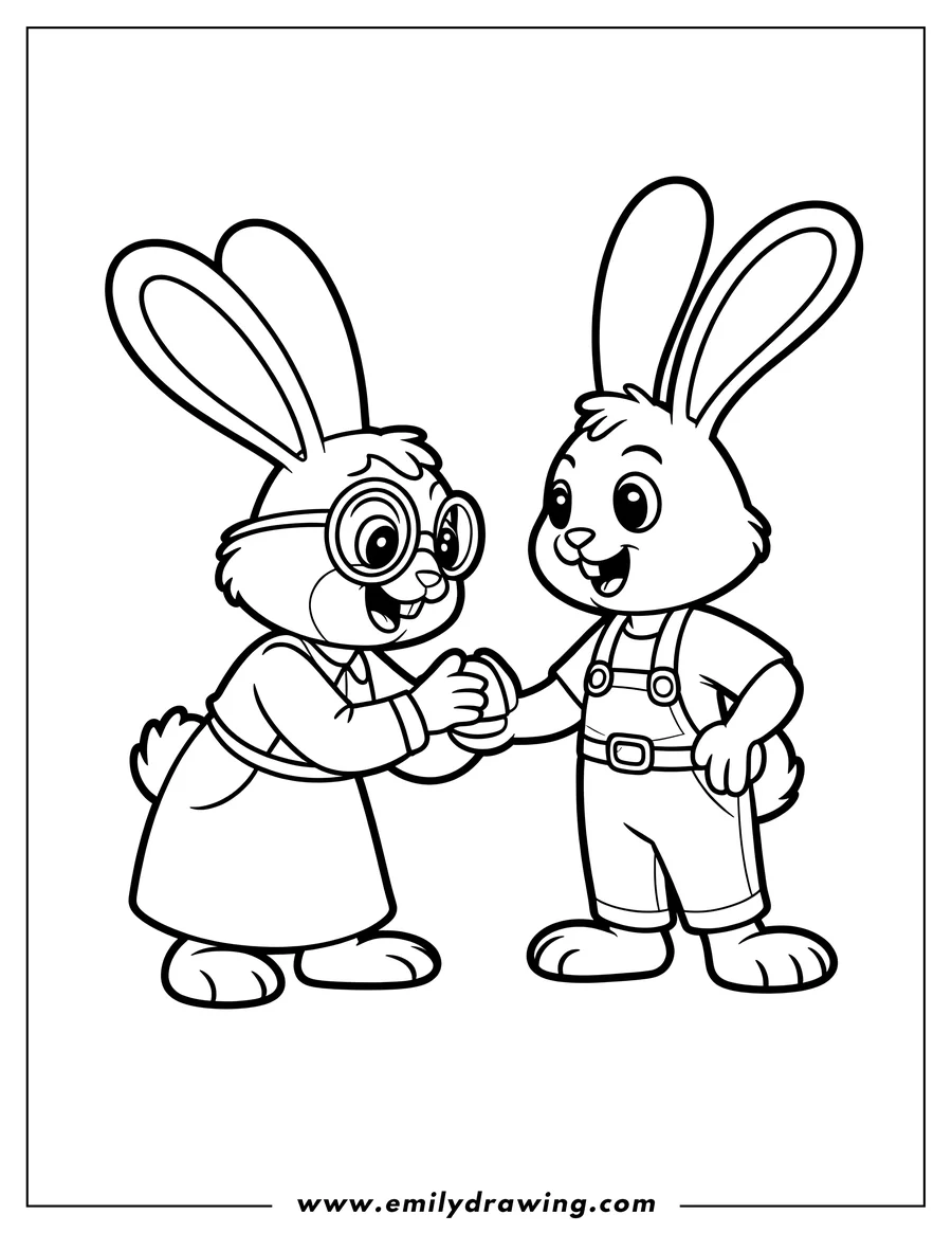 Full page coloring image of rabbit