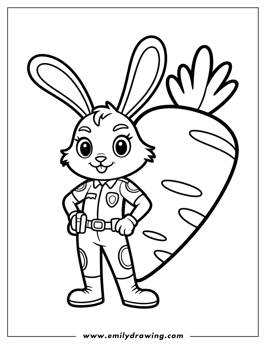 High quality printable rabbit Police Officer for coloring
