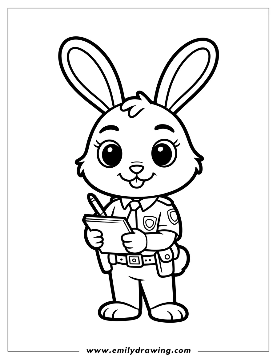 Free to print drawing of rabbit Police Officer