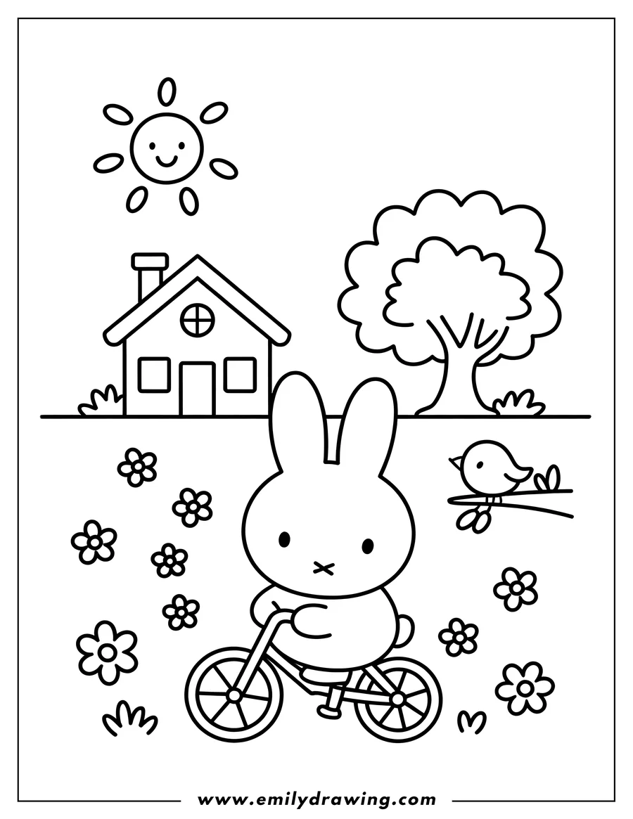 Coloring sheet featuring rabbit