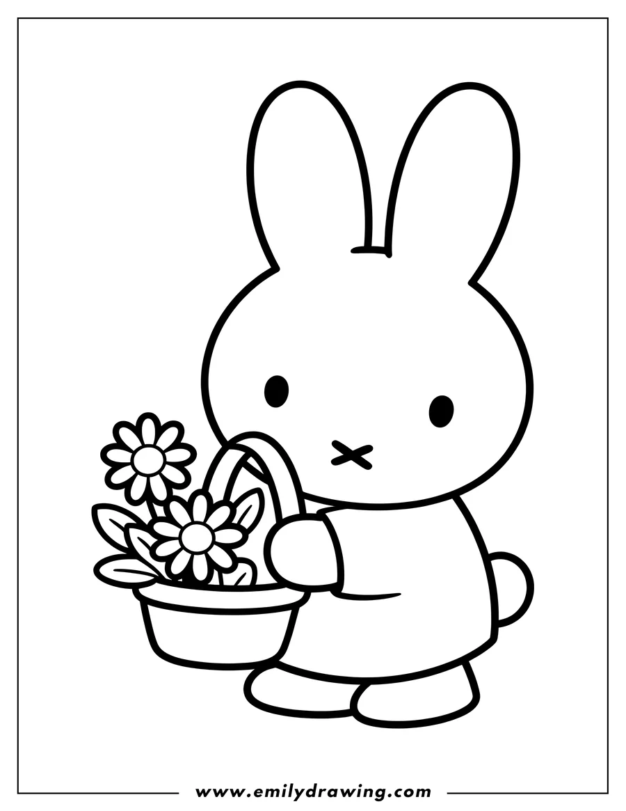 Coloring page for kids: rabbit