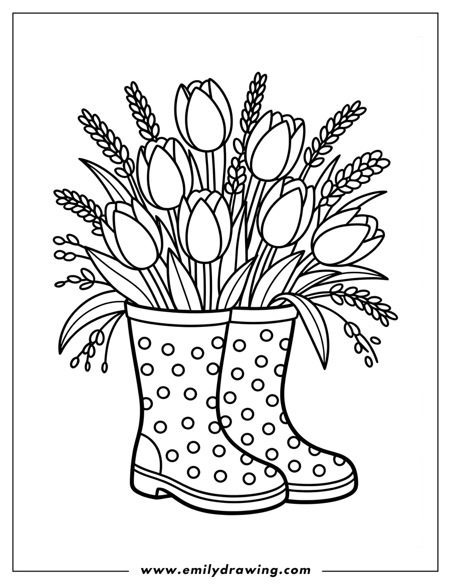 Vector style outline of rain Boots