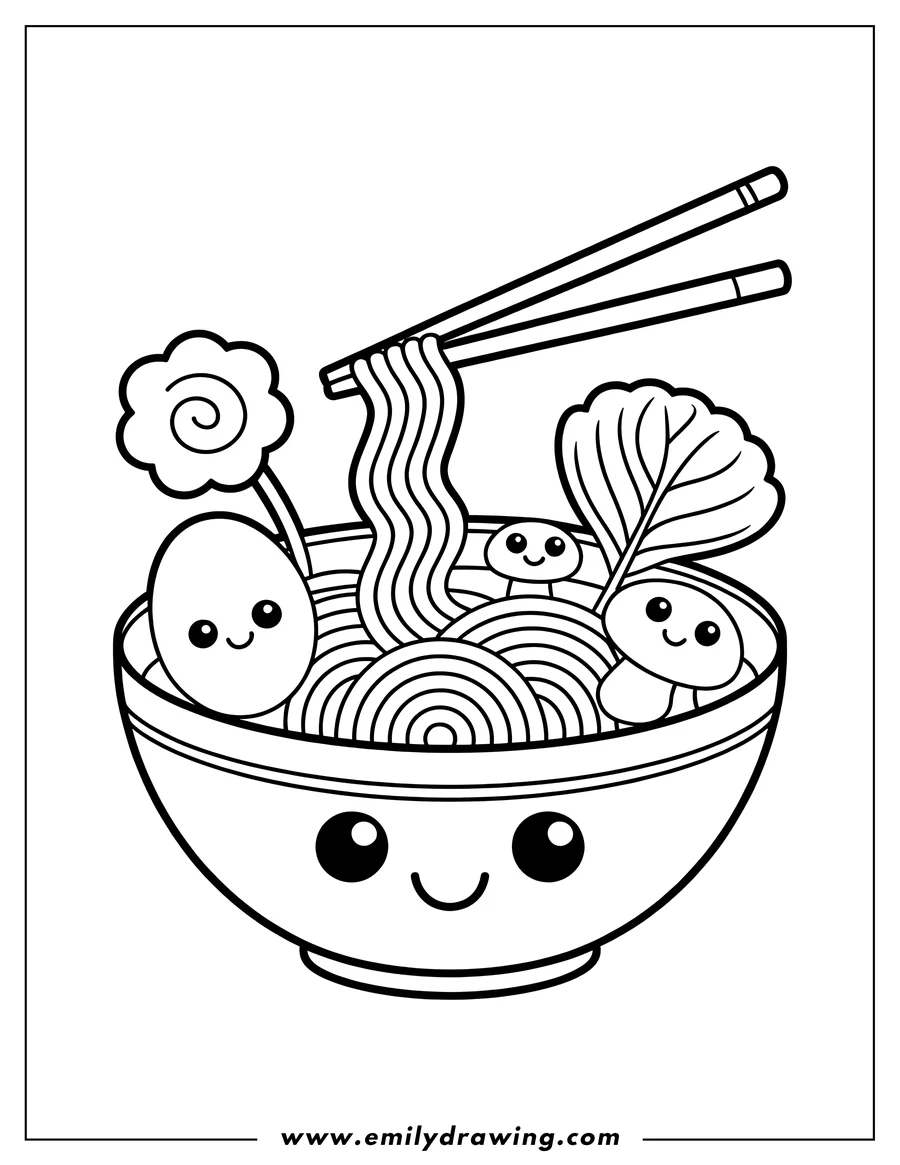 Printable coloring page of ramen Bowl