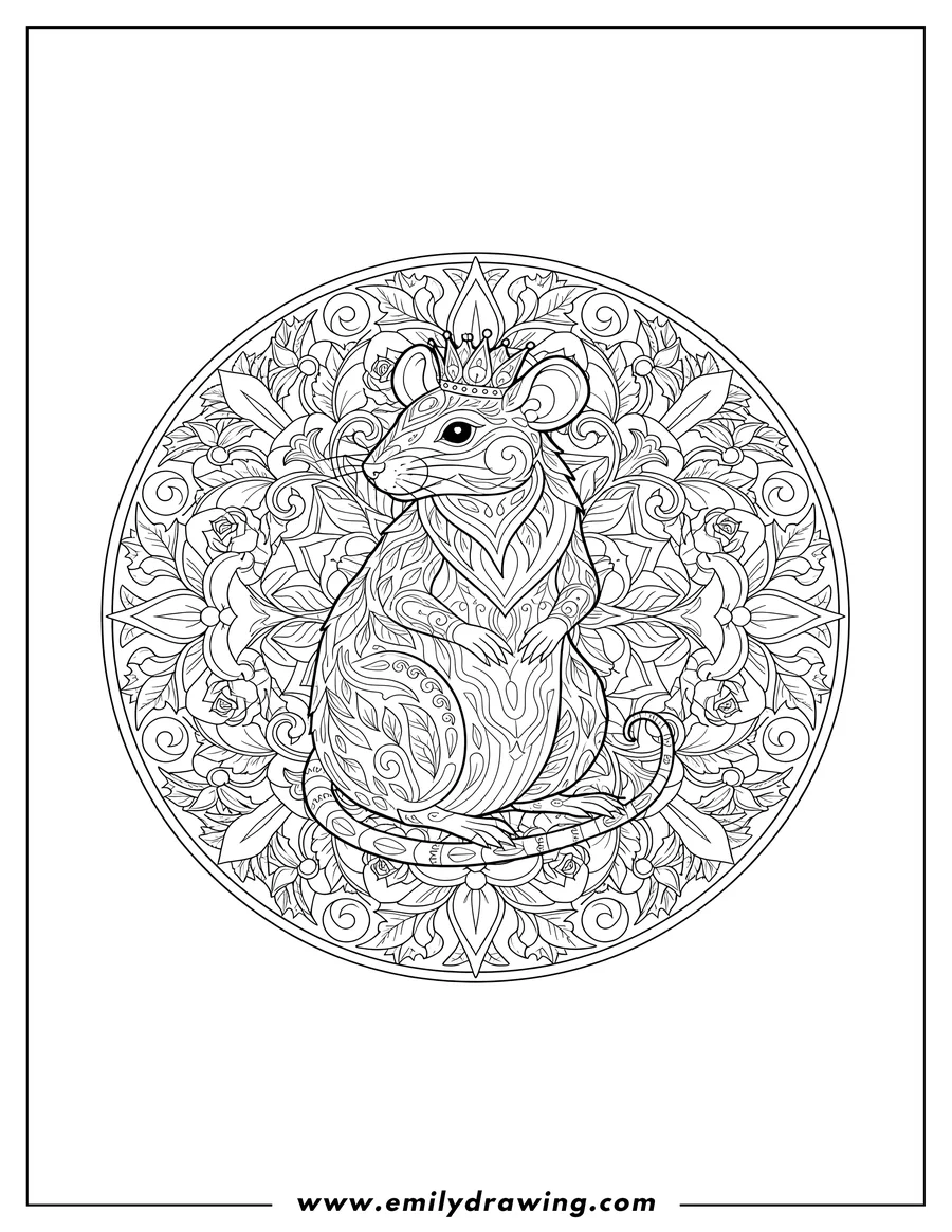 Coloring page of rat