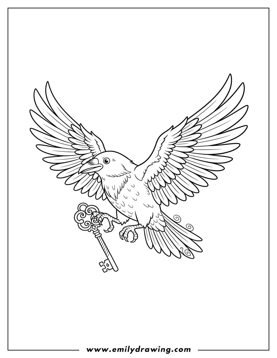 Coloring page for kids: raven