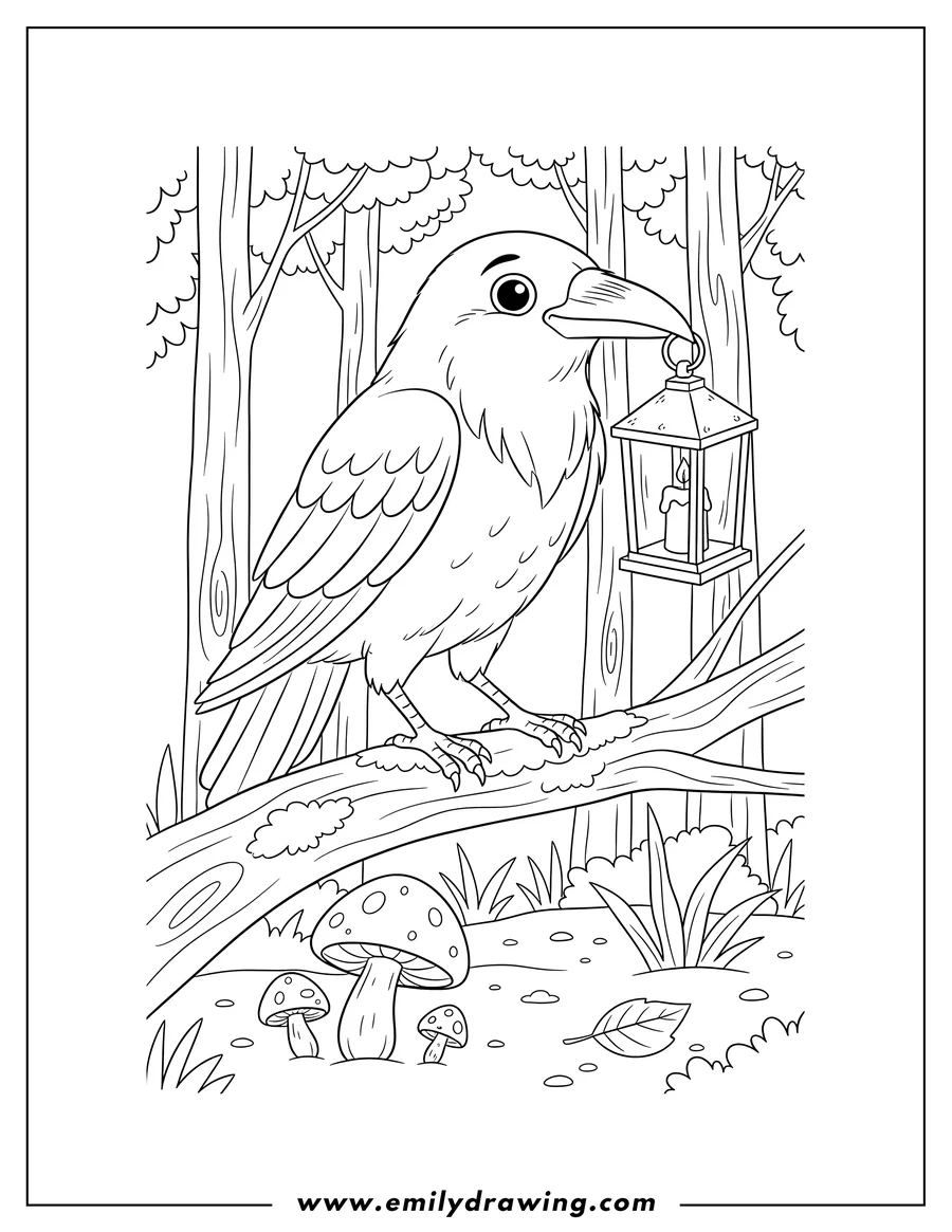 Coloring page for kids: raven