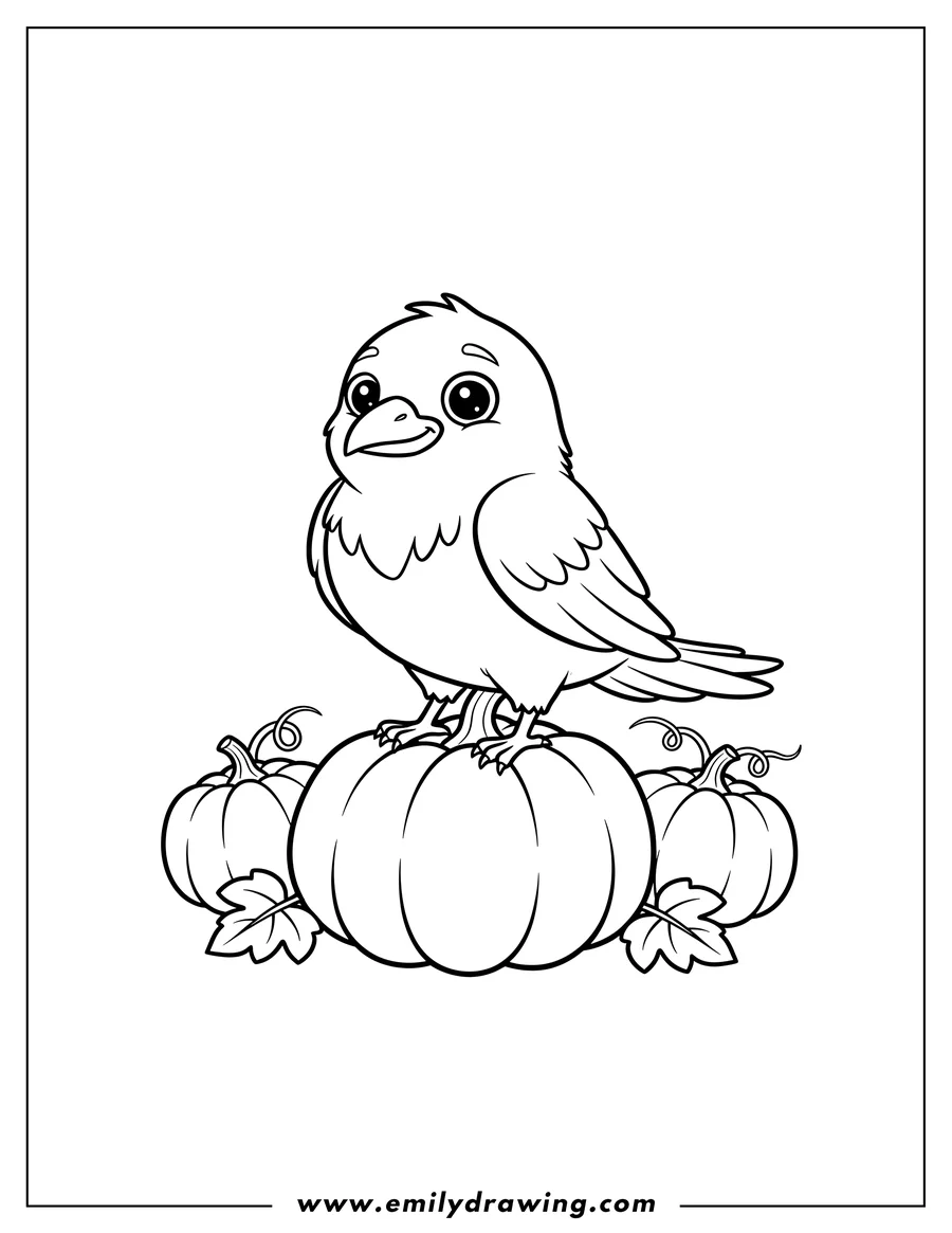 Linear illustration of raven