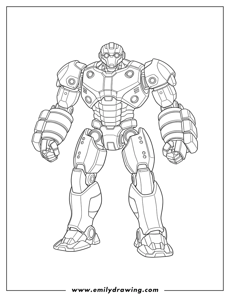 Printable line art of real Steel Robot Scaled standing