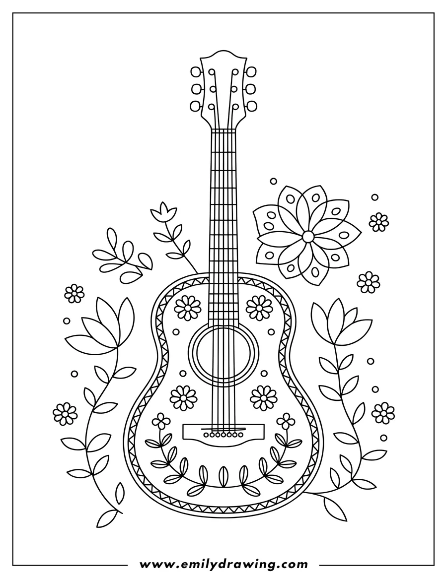 Clean line drawing: acoustic Guitar