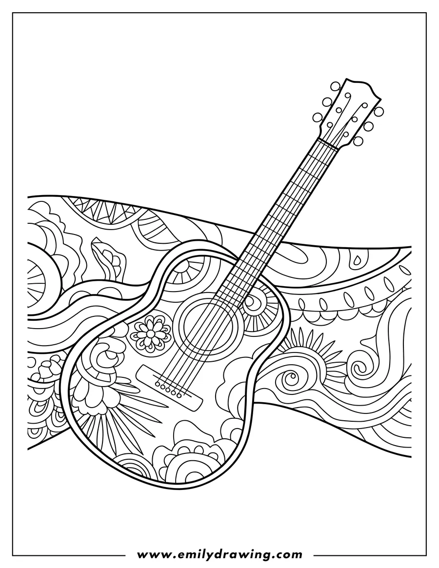 Linear illustration of acoustic Guitar
