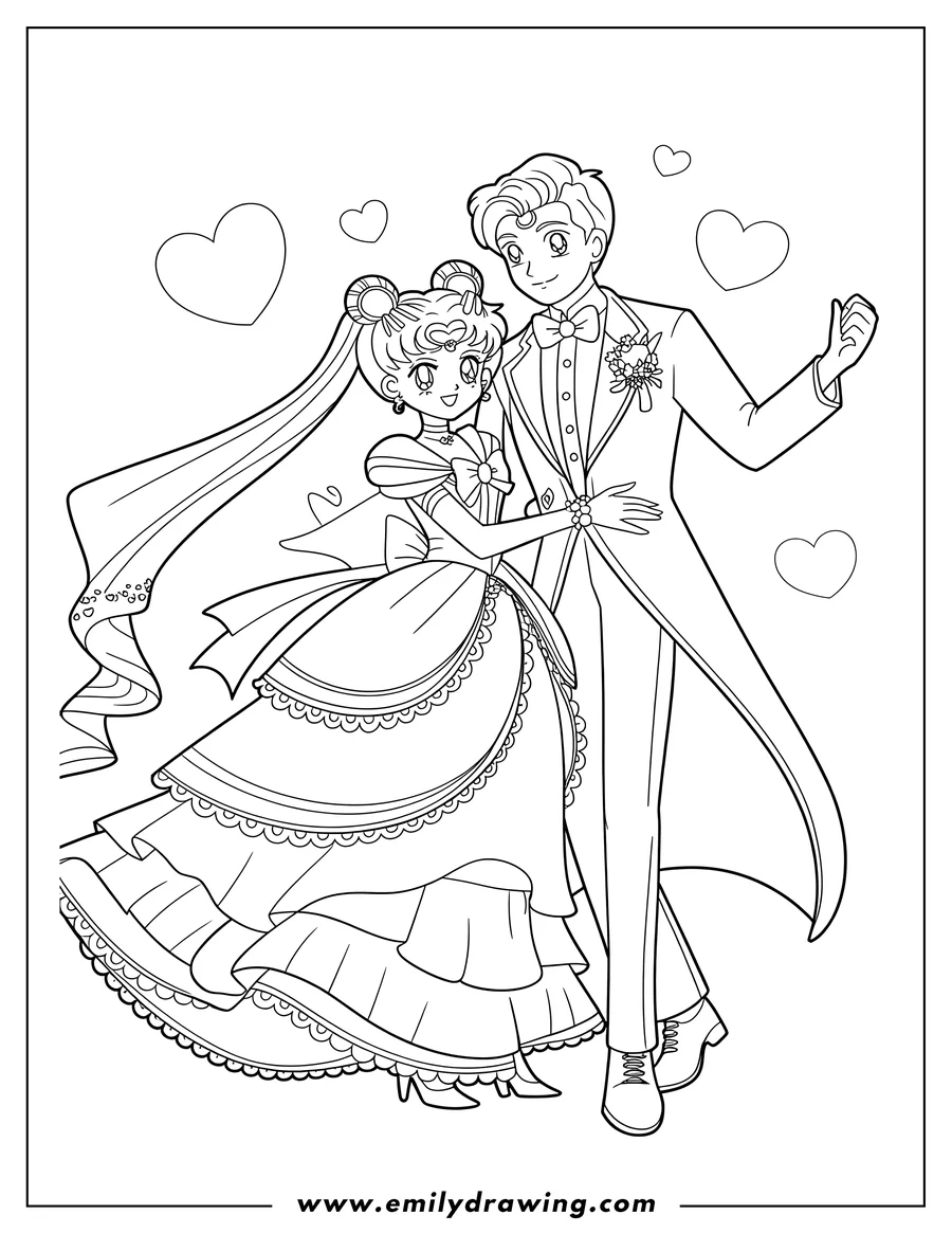 Free printable coloring sheet of bride