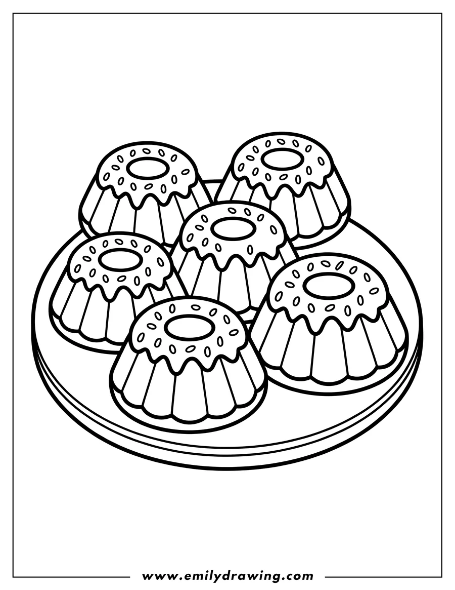 Vector style outline of bundt Cakes