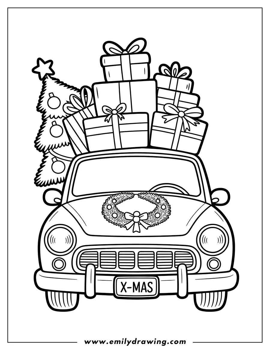 Clean line drawing: car