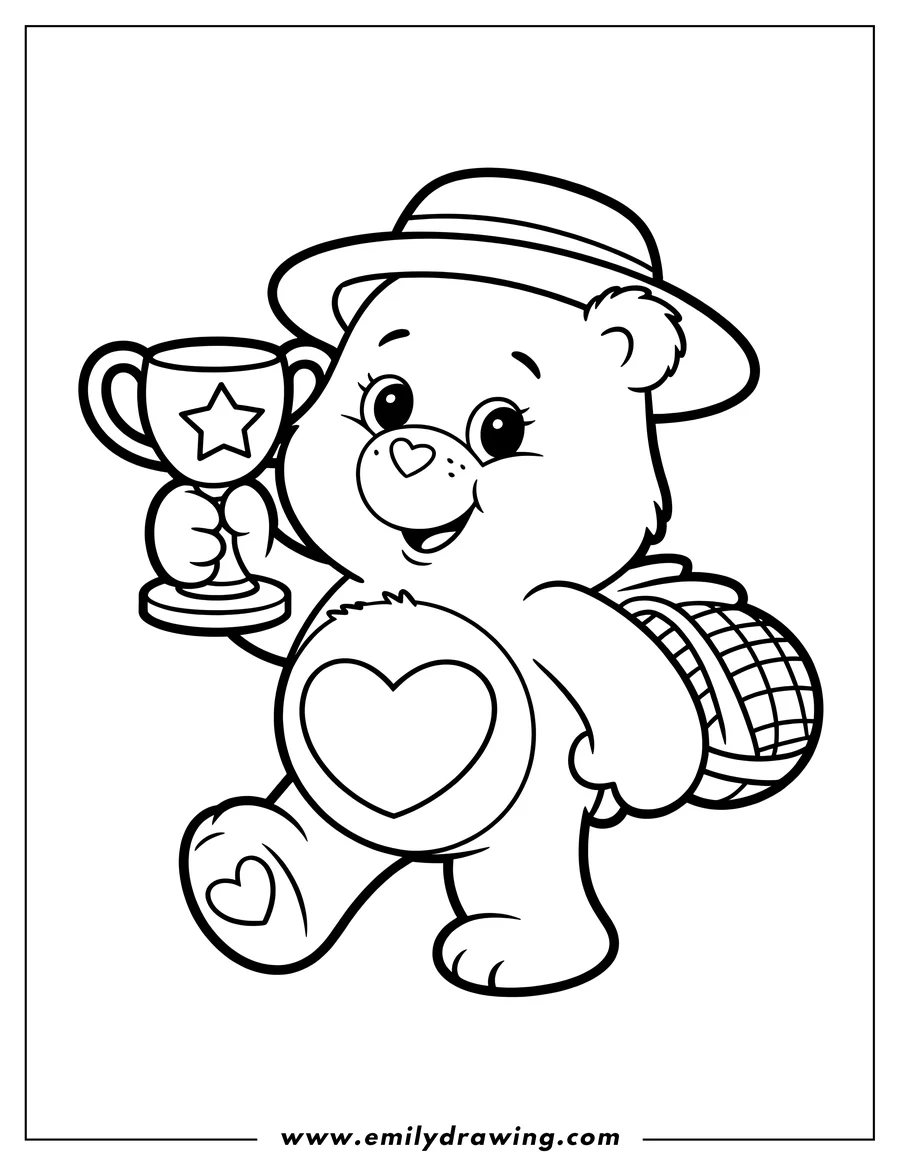 Simple sketch of care Bear to color