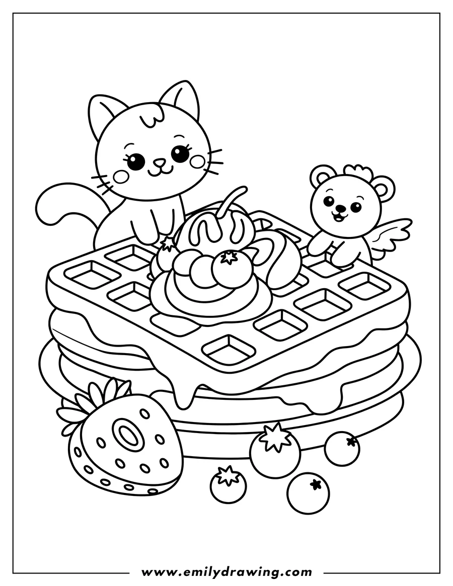 Doodle style coloring picture of cat