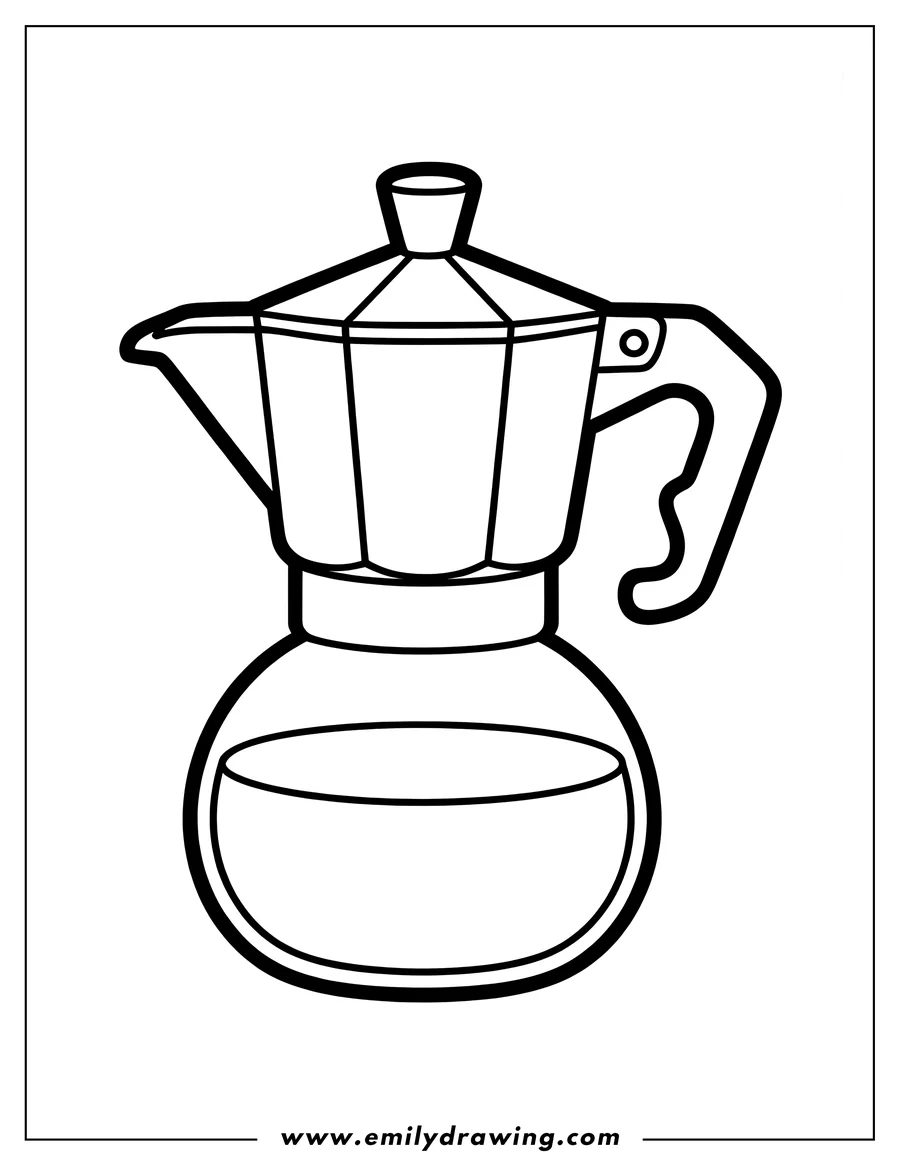 Downloadable coloring page of moka Pot