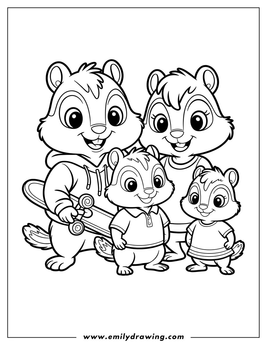 Printable coloring page of chipmunk Father