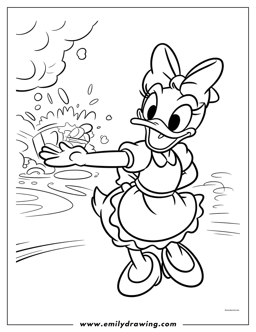 Clean line drawing: daisy Duck